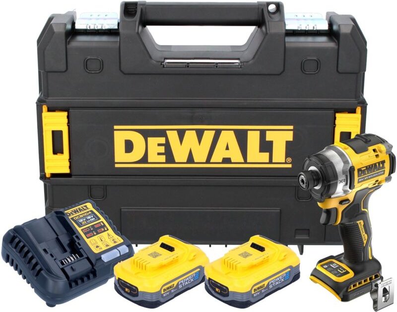 DeWalt DCF 860 H2T Akku Schlagschrauber 18 V 282 Nm 1/4" Brushless + 2x Powerstack Akku 5,0 Ah + Ladegerät + TSTAK