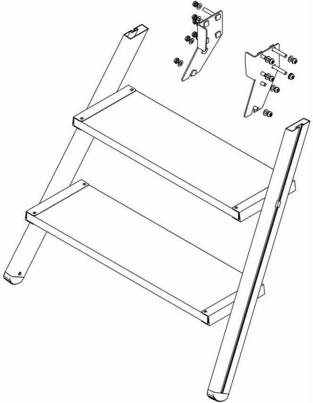 MUNK Aufstieg Podestleiter fahrbar Ersatzstufen inkl. Montagesatz Korundbeschichtung 3 Stufen