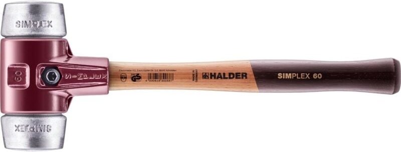 HALDER Schonhammer Temperguss Kopf ø 60 mm Alu Hickory Stiel