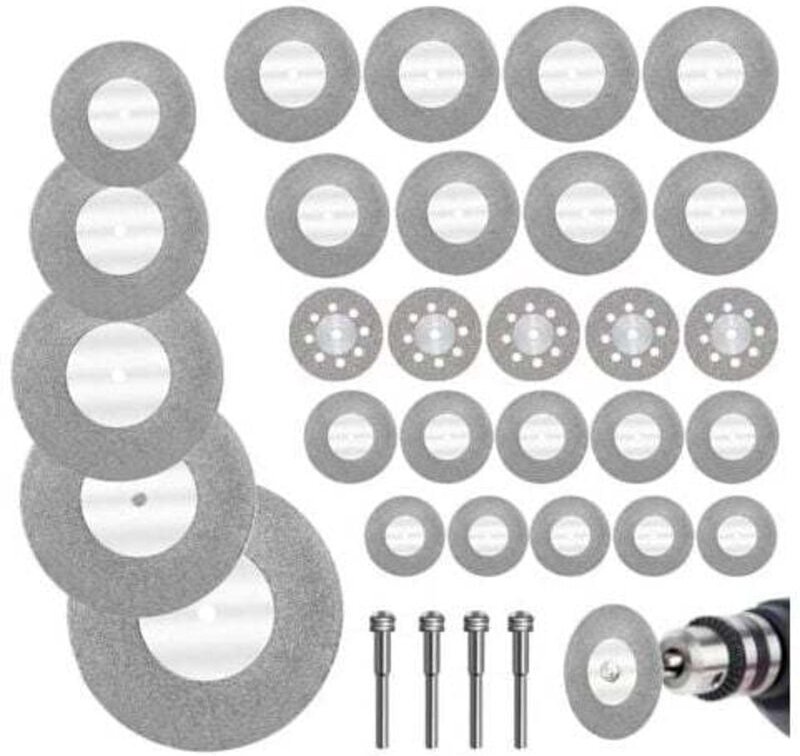 XVX 32 Stück Mini-Diamant-Trennscheiben mit 4 Dornen, Mini-Trennscheiben für Glas
