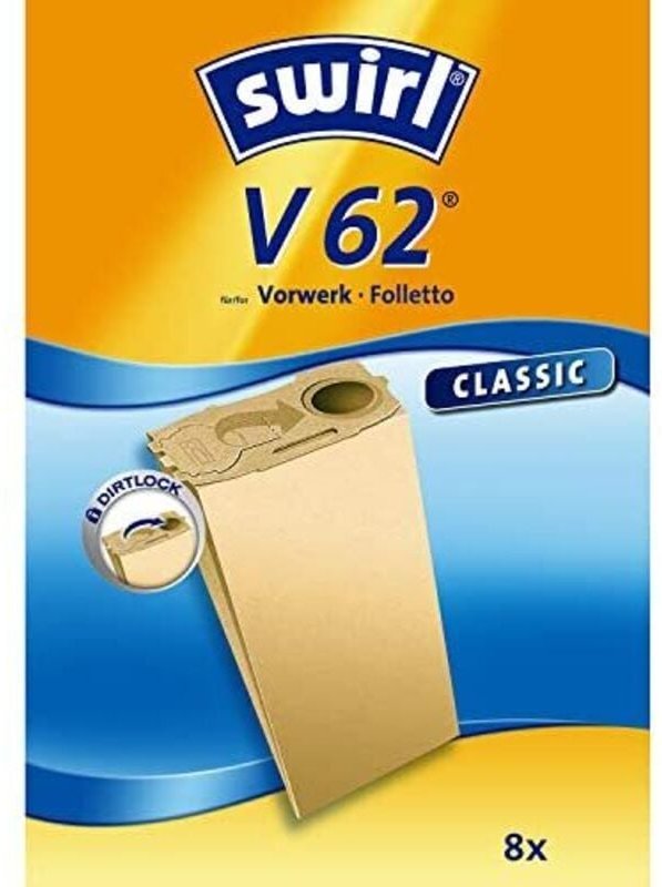 V 62 Spezialpapier Staubsaugerbeutel 8 Stück Staubsaugerbeutel - Swirl