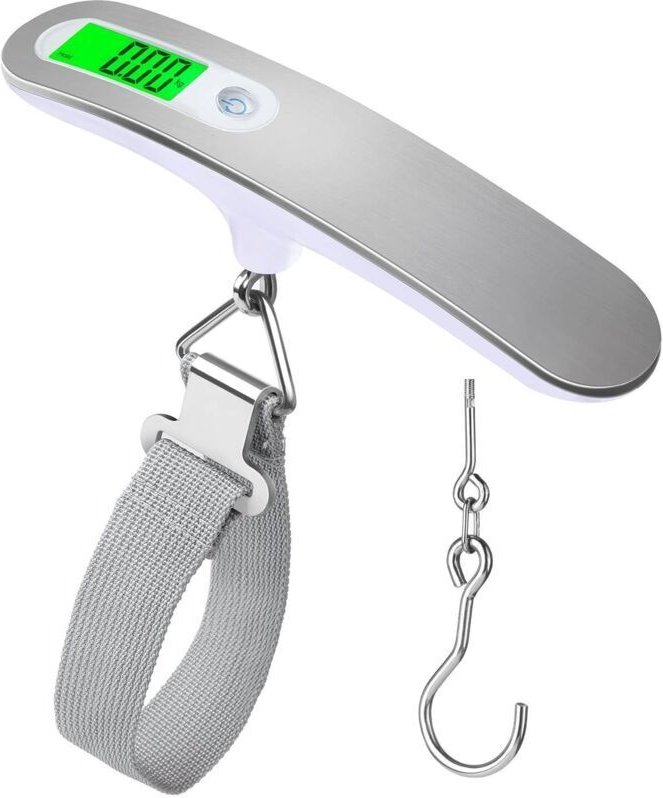 (Silber) Gepäckwaage, hochpräzise, tragbare Kofferwaage, elektronische digitale Taschenwaage, 50 kg (110 lb), digitale R...