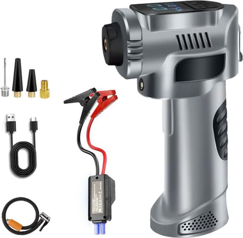 Trade Shop - Tragbarer Luftkompressor 4in1 8000 mAh drahtlose elektrische Pumpe mit Auto-Notlicht -