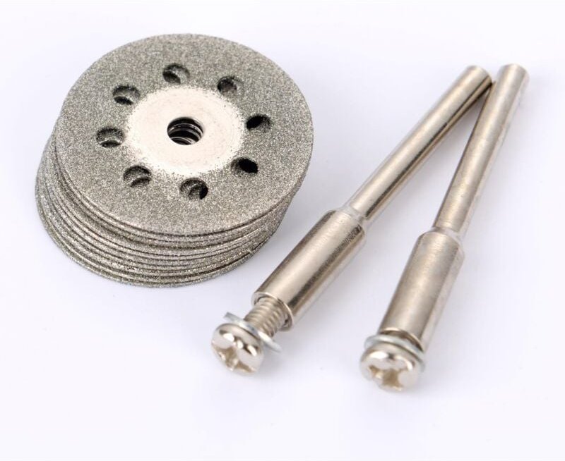 Ahlsen 10 Stück 22 mm Mini-Trennscheiben, perforiert, Diamant, Trennscheiben, Ann-Arbor-Schaft