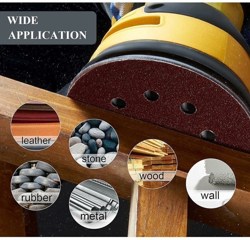 Schleifscheiben Set Schleifpapier 125mm │100 Stück Schleifpapier 8 Löcher Rund │20x P40/P60/P80/P120/P240 Körnung │ Schl...