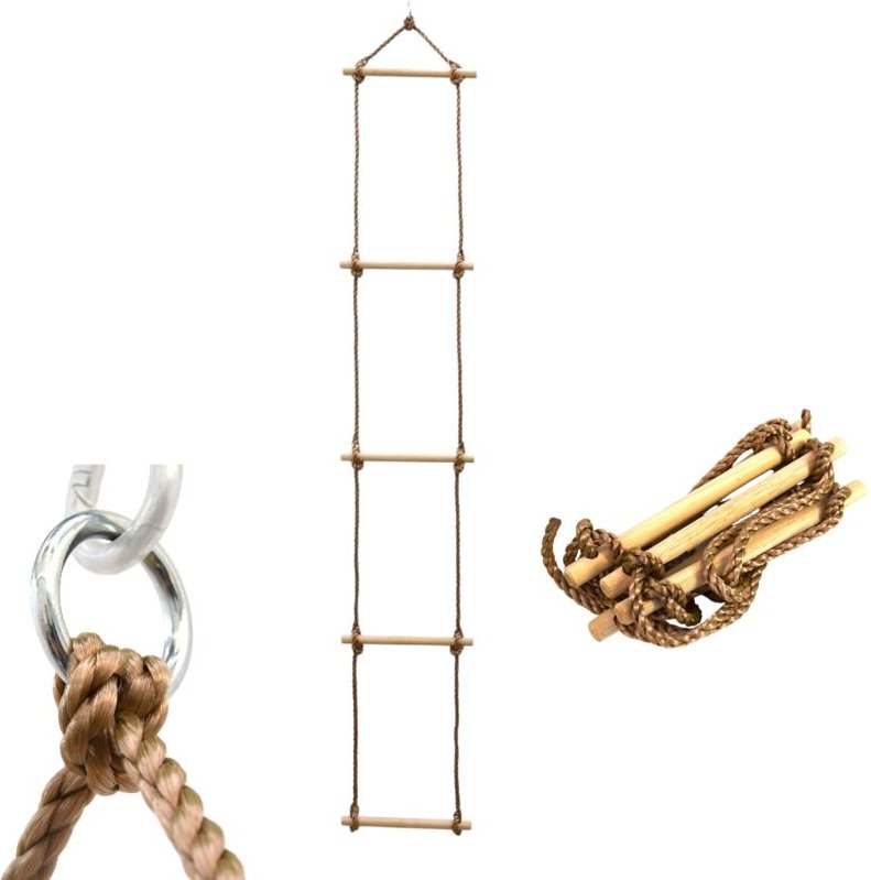 Marca - Treppe in Seil und Holz für Kinder mit max. 50 kg Karabiner