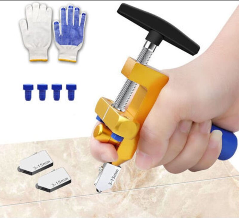 2-in-1 Manueller Fliesenschneider, Professionelles Glasschneider-Kit, Einfacher Fliesenschneider mit 2 Klingenköpfen aus...