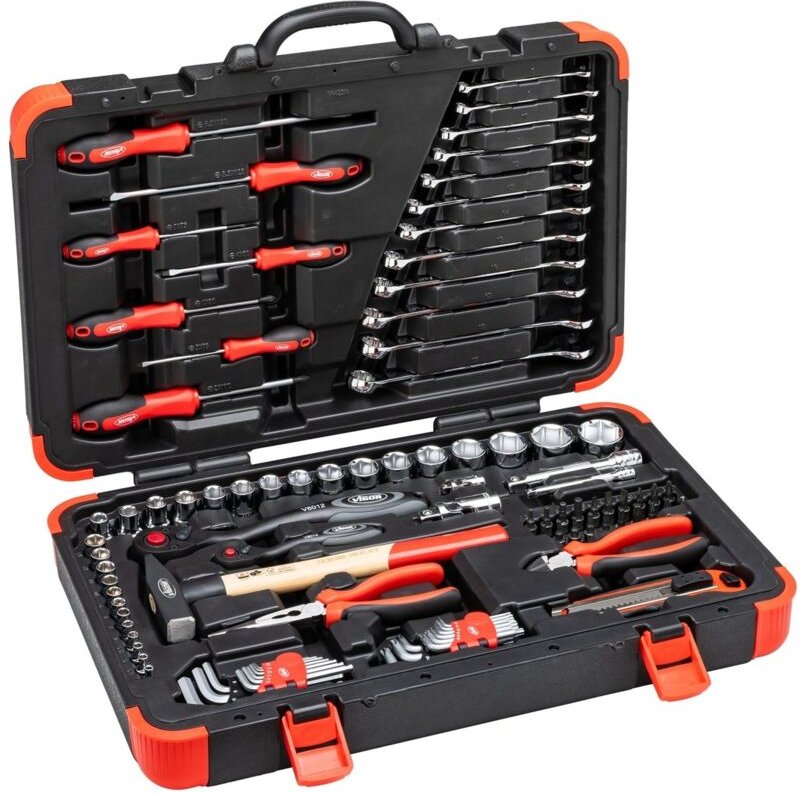 VIGOR Werkzeugkoffer, universal, 1/4 (6,3 mm) Vierkant hohl, 1/2 (12,5 mm) Vierkant hohl, Außen Doppelsechskant Profil, ...