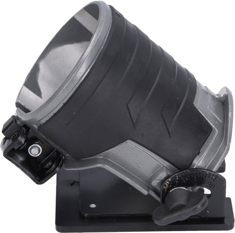 Verstellbarer Aluminiumsockel für elektrische Holzschneidemaschine zur Verwendung im Freien im Garten.