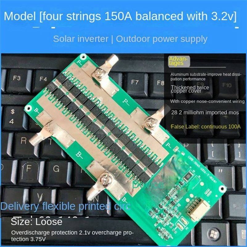 4S 12V LiFePO4 Batterieschutzplatine mit Ausgewogener Aufladung 150A Kontinuierliche 100A Leistung Tragbarer Auto-Start-...