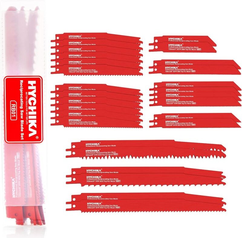 Stichsägeblätter 32 Stück zum Schneiden von Metall und Holz mit Organizer Case - Hychika