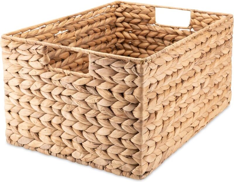 Rechteckiger Aufbewahrungskorb aus gewebter Wasserhyazinthe