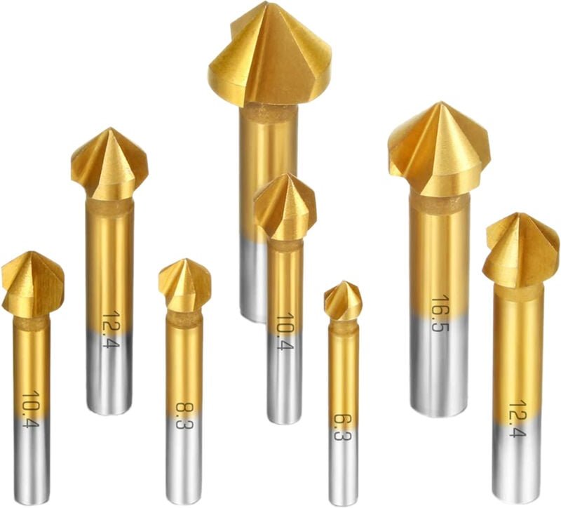 8 Pcs HSS Senker Bohrer Set 90 Grad Bits Titan Fase Cutter Mühle