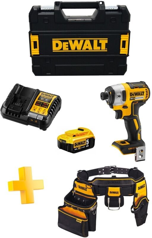 Schlagschrauber Dewalt DCF887P1T (1 x 5,0 Ah + DCB1104 + tstak ii + Werkzeughalter Gürtel DWST1-75552)