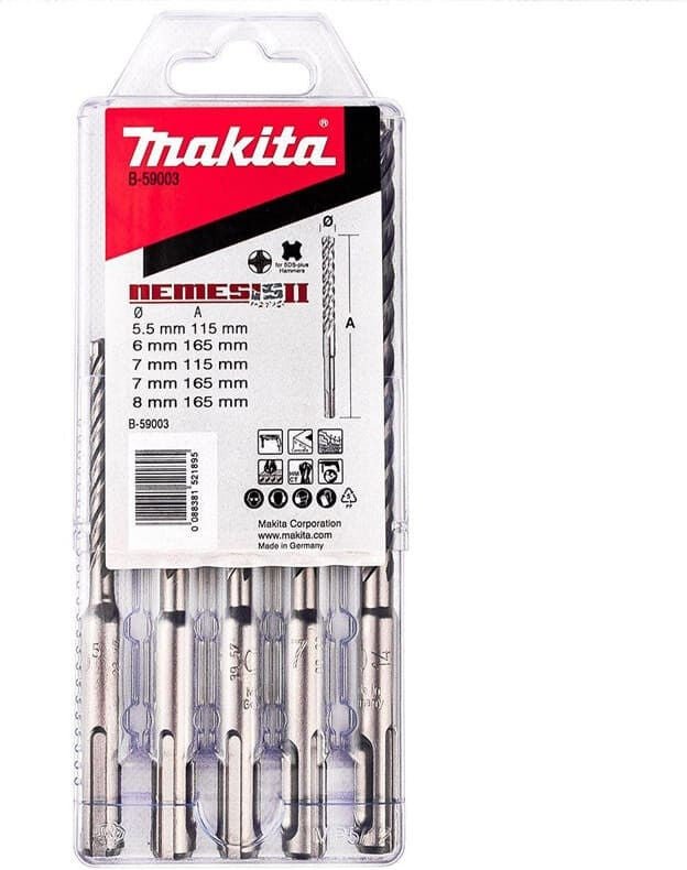 Set mit 5 Hartmetallbohrern 5.5 bis 8 mm Makita B-59003