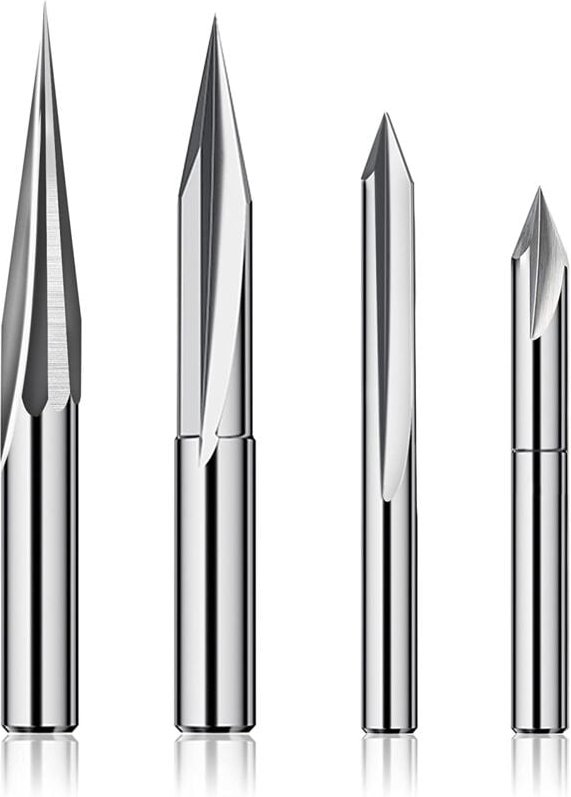 CNC-FräSer-Set 1/4 Schaft, Gravur HolzschnitzfräSer 6 Mm und 4 Mm, V-Nut, Profil-Bit, Wolframstahl - StüCk