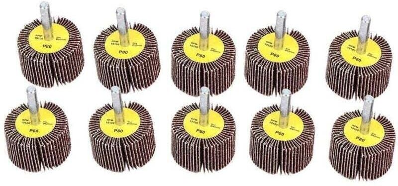 10 Stück Schleiffächerräder, Polierschleifrad, Schleifpapier, Fächerschleifscheibe mit 6 mm Schaft für Bürstenschleifboh...