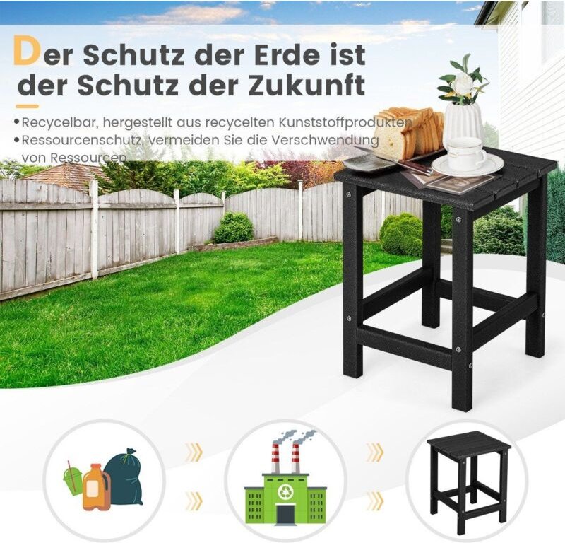 Beistelltisch witterungsbestandiger hdpe adirondack tisch 36 x 36 x 47 cm schwarz