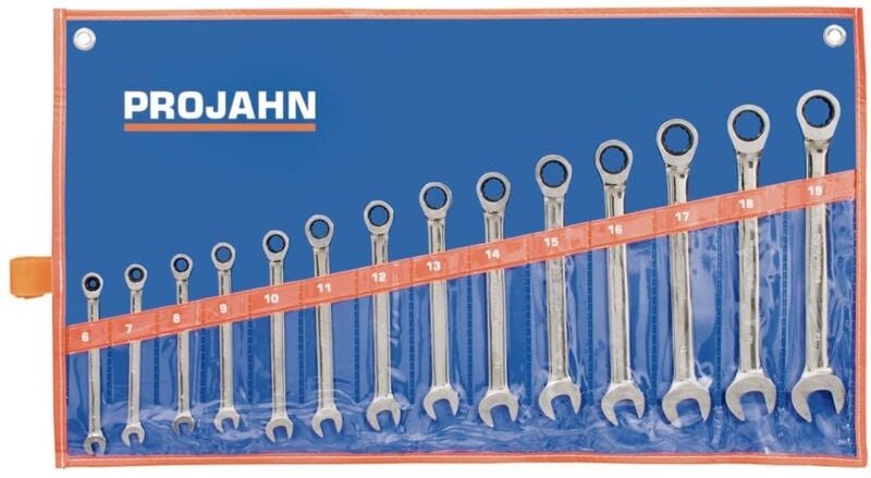 Projahn GearTech Schlüssel Satz Rolltasche 14-tlg. 6 - 7 - 8 - 9 - 10 - 11 - 12 - 13 - 14 - 15 - 16 - 17 - 18 - 19 mm