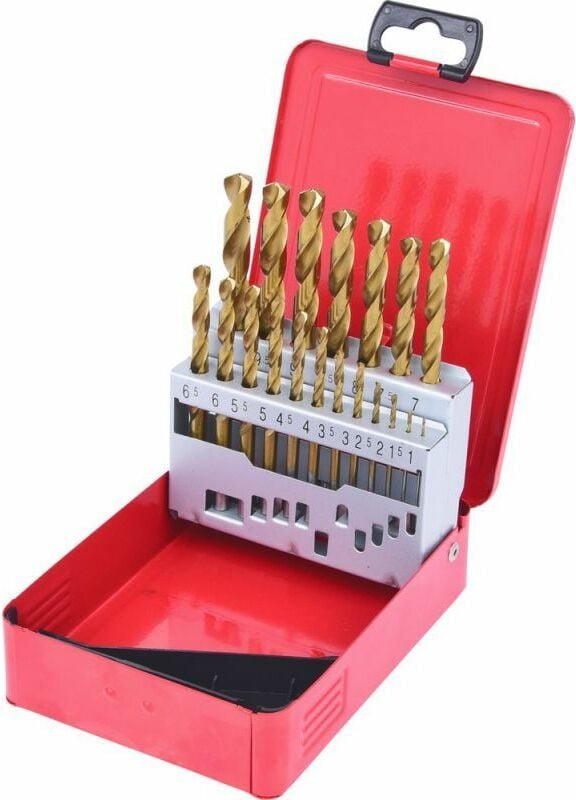 Ks Tools hss TiN Spiralbohrer-Satz, Stahlblechkassette 19-tlg 1-10mm - 330.4610