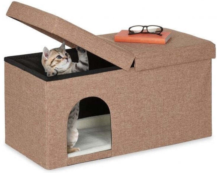 Katzenhohle in hellbraun mit deckel