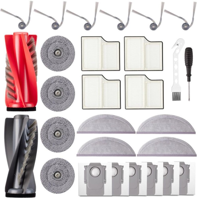 Set mit 28 Zubehörteilen für den Roborock Saros 10 Saugroboter, Ersatzteile, 2 Hauptbürsten, 4 Reinigungspads, 4 Seitenw...