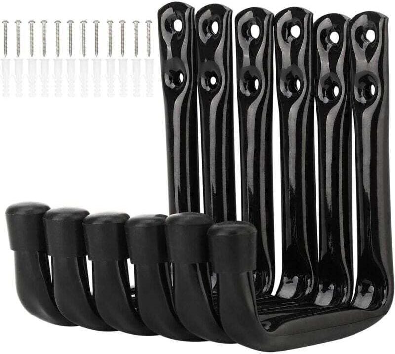 Set mit 6 robusten J-förmigen Wandhaken zur Aufbewahrung in der Garage (11,5 cm x 10 cm)