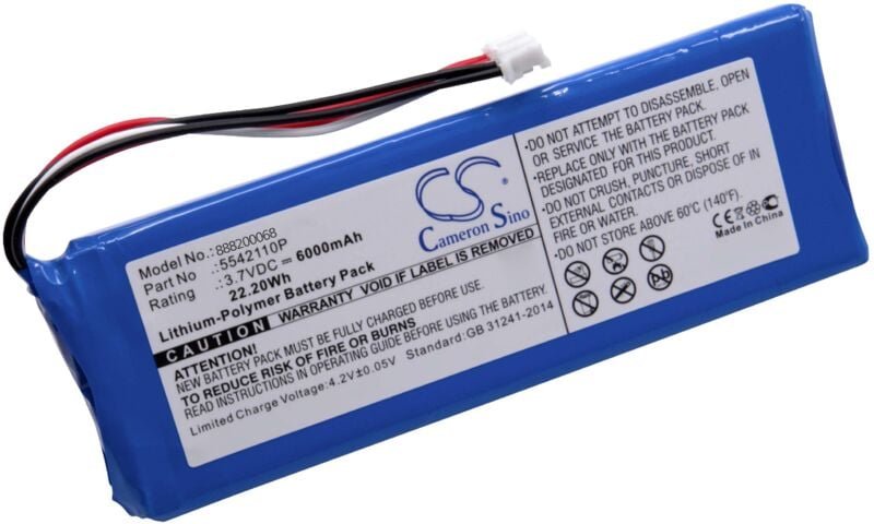 vhbw Akku Ersatz für JBL 5542110P für Lautsprecher Boxen Speaker (6000mAh, 3,7V, Li-Polymer)