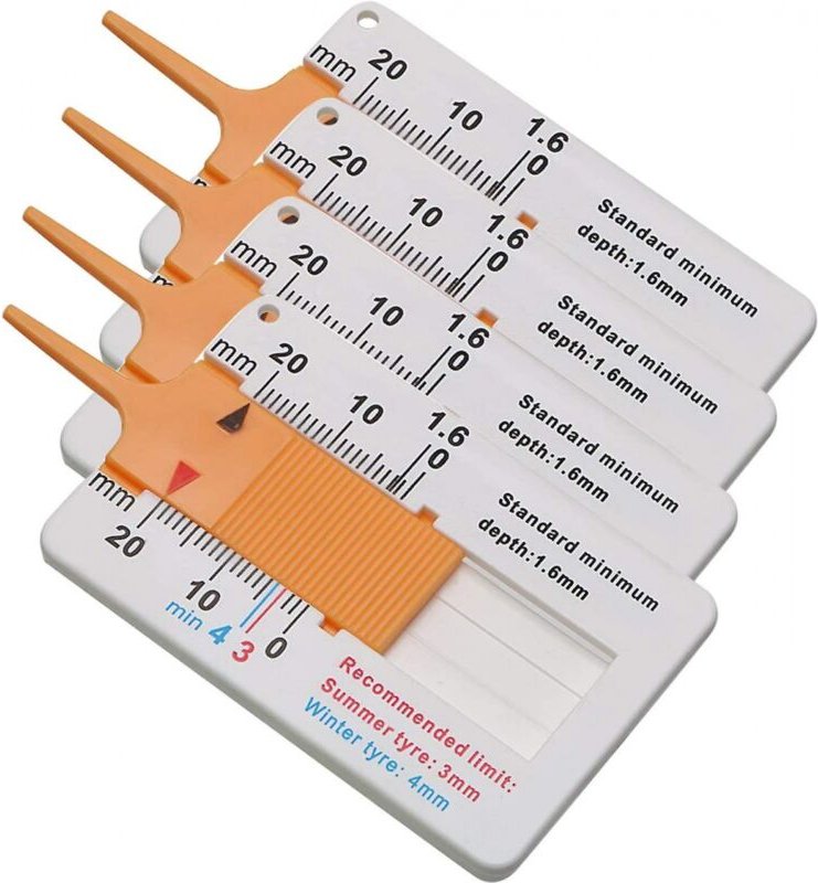 BEBUSINGOTO 4-teiliges Profiltiefenmessgerät, 0–20 mm Messbereich, verstellbares Werkzeug zur Tiefenmessung im Motorradf...