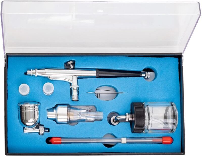 Professionelle Airbrush 3 Düsen 0,2 0,3 0,5 Mm 2 Seitentanks Farbe