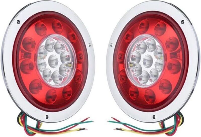 Set mit 2 runden 19-LED-Rückleuchten, Bremslichtern, gelb-roten Positionsleuchten für LKW, Anhänger, Lastwagen, Blinker,...