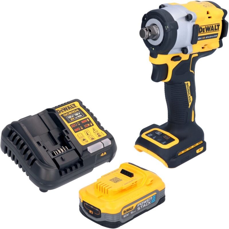 DeWalt DCF 921 H1 Akku Schlagschrauber 18 V 400 Nm 1/2" Brushless + 1x Powerstack Akku 5,0 Ah + Ladegerät
