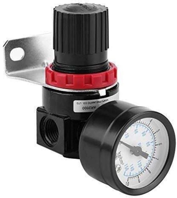 Luftdruckregler, AR2000 G1/4 Luftbetriebener Kompressor mit Manometer, 1/4 Zoll Aluminiumlegierung Einstellbares Luftdru...