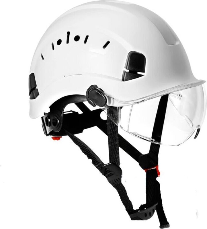 Quetschfester Bauhelm mit Schutzbrille, ABS-Bauschutzhelm für Baustellen und Fabriken usw.
