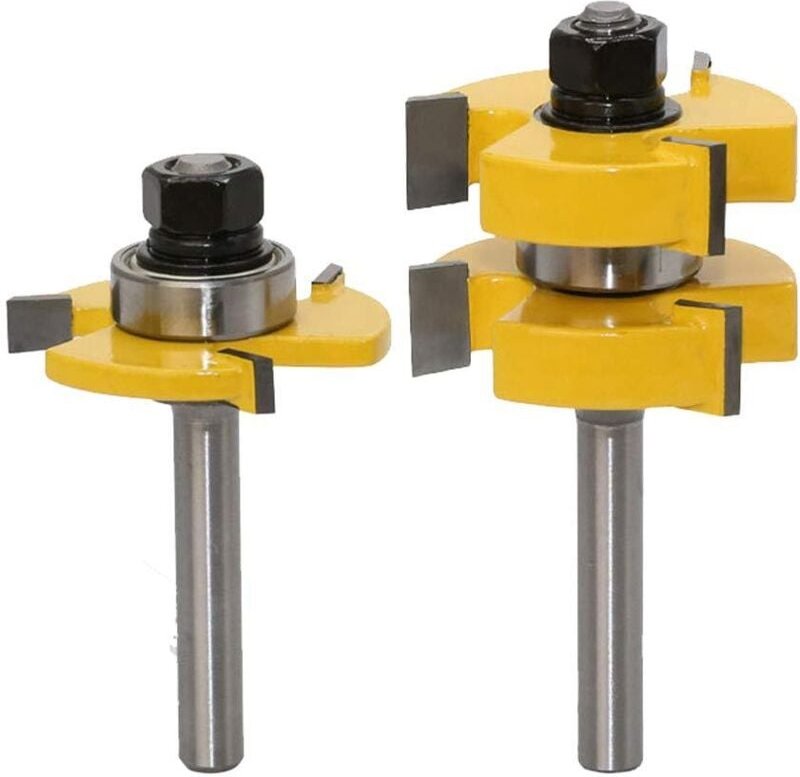 Fräser, Bündigfräser, 2-teiliger 8-Griff-Nut- und Feder-Schlagfräsersatz, 3-Zahn-T-förmiger Fräsersatz, 8-mm-T-Schaft-Ho...