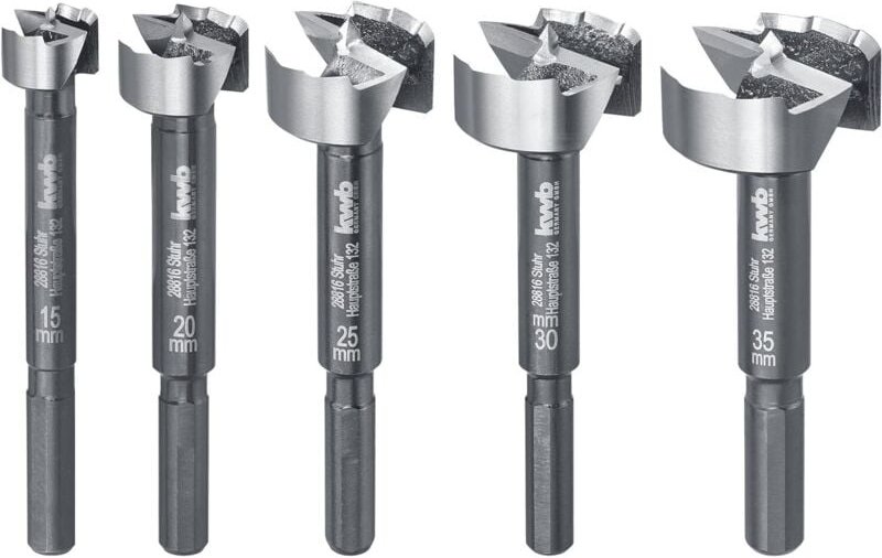 Speed Forstnerbohrer-Set 15 20 25 30 und 35 mm, schnelles Bohren in allen Hölzern, Bohrer-Satz zur Holzbearbeitung, din ...
