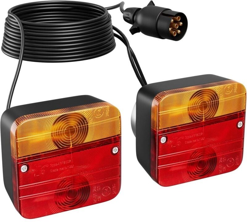 Anhängerbeleuchtung mit 7 m Kabel, 12 V 7-polige Anhängerrückleuchte mit E-Prüfzeichen für Pkw, Lkw, Wohnwagen, Boote, T...