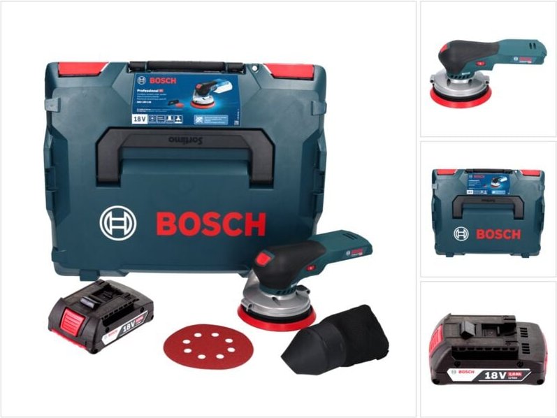 Bosch GEX 18V-125 Professional Akku Exzenterschleifer 18 V 125 mm Brushless + 1x Akku 2,0 Ah + L-BOXX - ohne Ladegerät