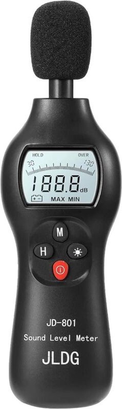 Schallpegelmesser, 30–130 dB, digitaler Schallpegelmesser mit Max/Min/Echtzeit-Datenhaltefunktion, professionelles hochp...