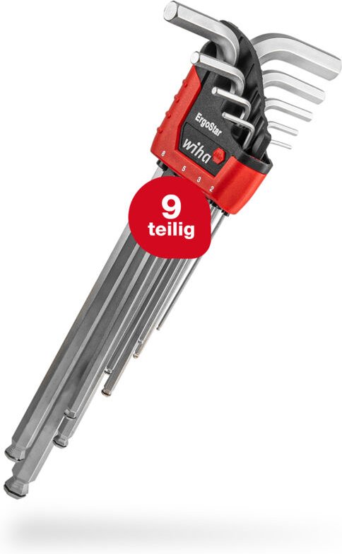 Stiftschlüssel Set im ErgoStar Halter (43851), Winkelschlüssel Sechskant-Kugelkopf MagicRing®, Innensechskantschlüssel 9...