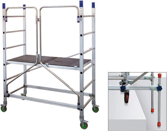 Matisère - Rollgerüst aus Alu klappbar : max. Arbeitshöhe : 3.00m, mit Stufenaufgleich - AL205/P/ALT-LIV
