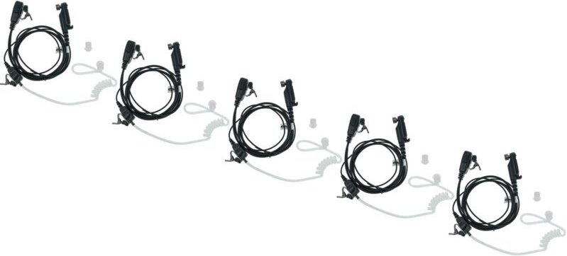 vhbw 5x Headset kompatibel mit Hyt / Hytera PD682G, X1p, PD685, X1e Funkgerät mit PTT Mikrofon - transparent, schwarz, A...