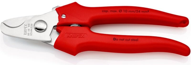 KNIPEX 95 05 165 SB Kabelschere Griffe mit Kunststoff umspritzt mit Kunststoff umspritzt 165 mm
