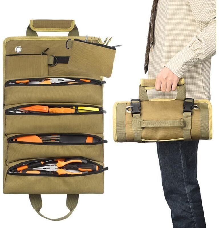 Robuste, aufrollbare Werkzeugtasche aus Oxford-Gewebe – Werkzeugorganizer für Schreiner, Klempner und Elektriker