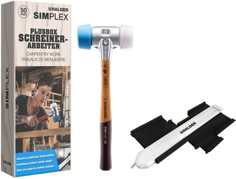 Halder - Aktionsbox Schreinerarbeiten simplex Schonhammer + Konturenlehre