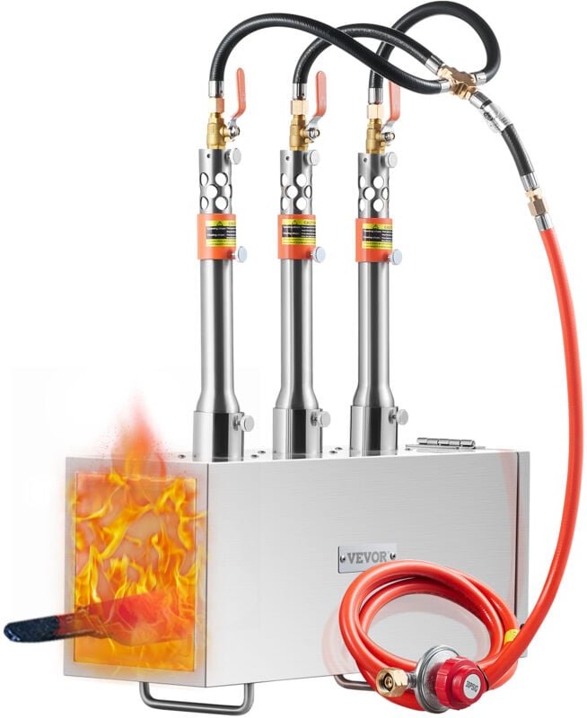 VEVOR Tragbare Propan-Schmiede, 3-Brenner, 2600℉ zum Schmieden von Metall, große quadratische Edelstahl-Gasschmiede mit ...