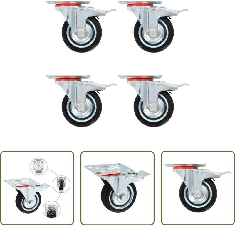 vidaXL Lenkrollen mit Doppelbremsen 4 Stk. 75 mm
