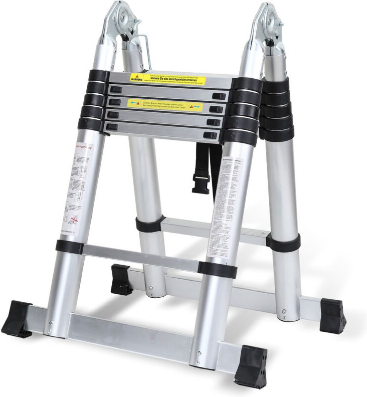 Wolketon 1,9m+1,9m Klappleiter Teleskopleiter Aluleiter Stehleiter Anlegeleiter Mehrzweckleiter Klappleiter