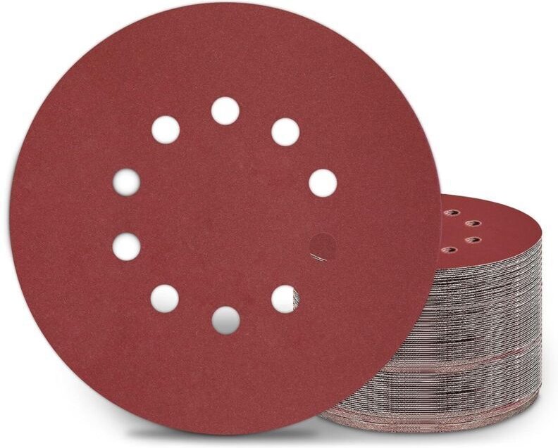 225-mm-Schleifscheiben, 50 Stück, Körnung P180, 10 Löcher, runde 225-mm-Schleifscheiben, Schleifpapier für Schleifmaschi...