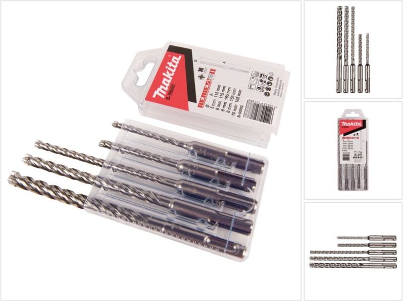 Set mit 5 Bohrern Makita SDS-Plus 4-Schneiden tct nemesis ii - B-58992